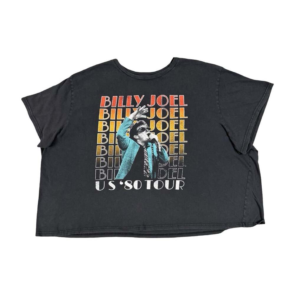 Billy Joel US 1980 Tour Black Women’s Graphic T-Shirt Rock & Pop Music Crop Top